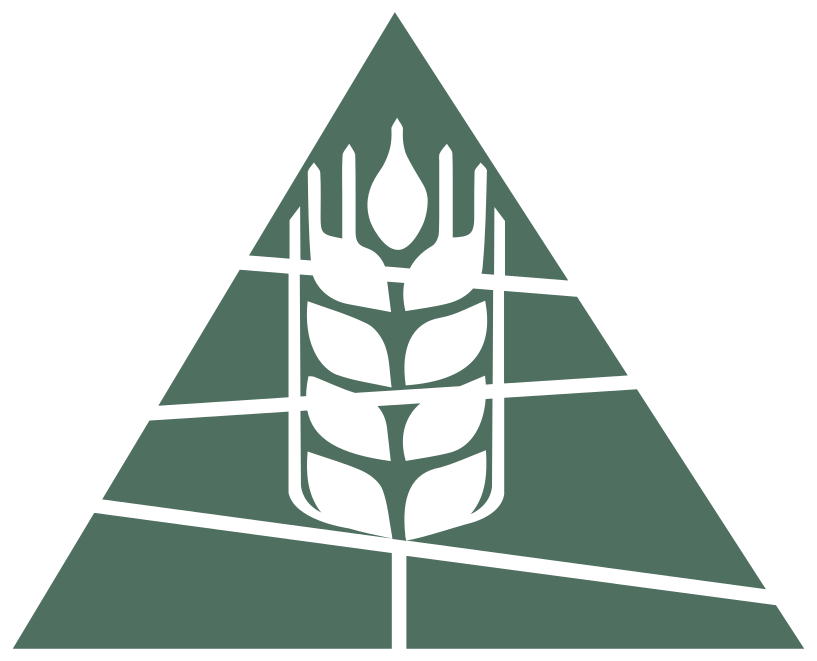 Great Western Malting green triangle with a barley icon logo