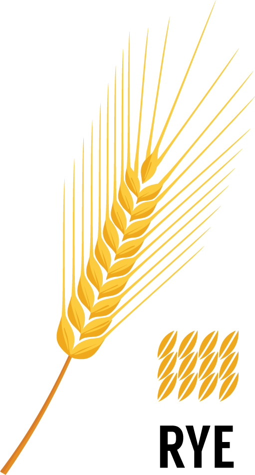Rye | Great Western Malting A clip art style image of a rye stock with grains and the word "Rye" below.