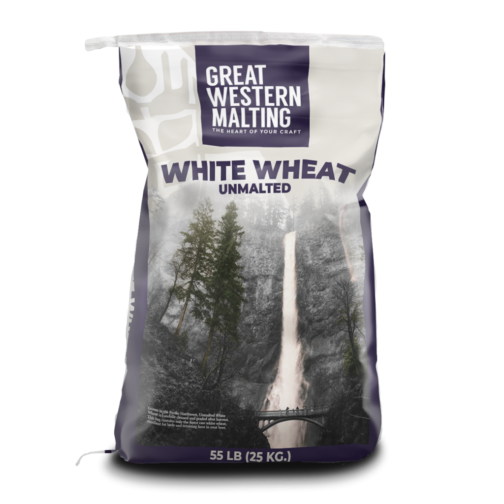 Unmalted White Wheat | Specialty Grain | Great Western Malting A bag of Unmalted White Wheat Specialty Grain by Great Western Malting.