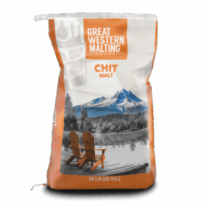 Chit Malt product bag shown in cream and orange with a mountain scene on the front.